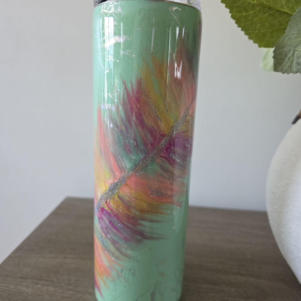 Vibrant Feather Design Vase